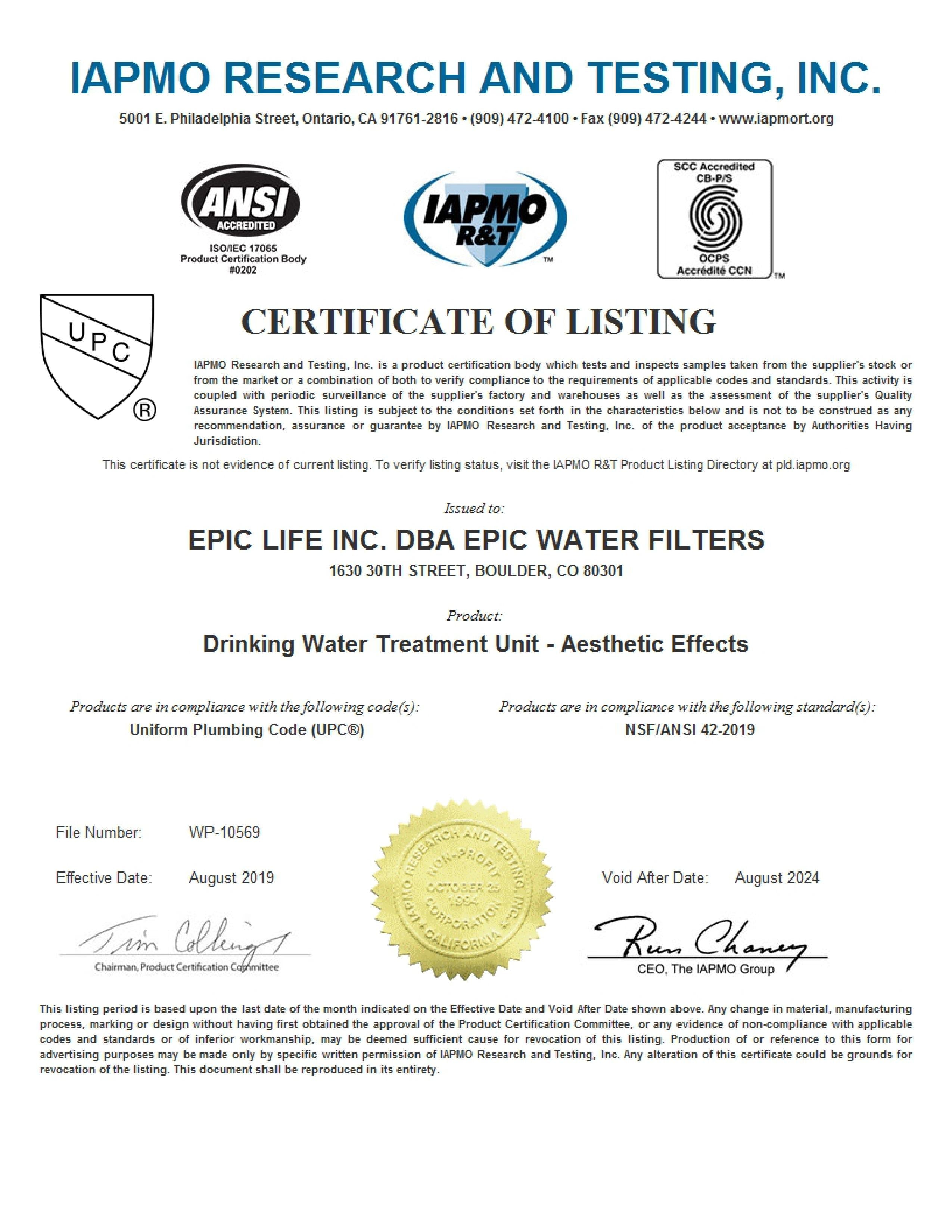 Epic Smart Shield Replacement Filter Epic Water Filters USA