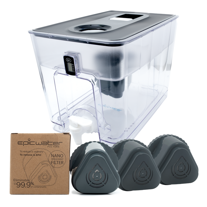 Epic Nano Water Filter Dispenser Bundle Black Removes Bacteria & Virus